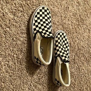 Vans Black/Cream checker Slipon Mens 7 Woman 8.5